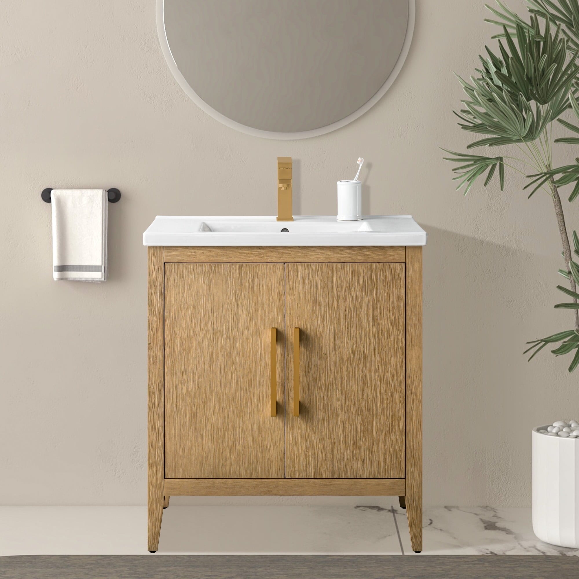 Meuble-lavabo simple vasque Vanity Art 20, 24 ou 30 pouces avec plan de travail en céramique
