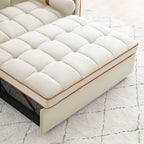 Canapé-lit convertible 2 places en velours de 140 cm avec lit gigogne, dossier inclinable, poches latérales et support pour téléphone