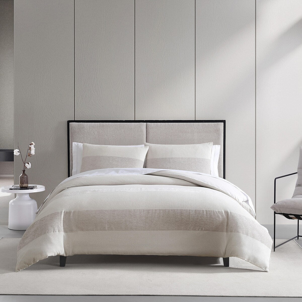 Ensemble de couette Vera Wang en chenille à rayures gaufrées beiges