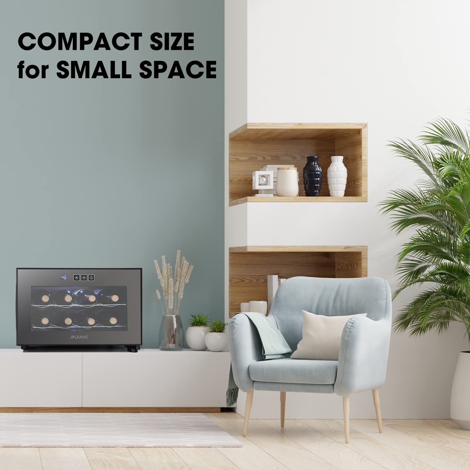 Refroidisseur de boissons polyvalent pour 8 bouteilles (8 à 19 °C) : design élégant et fonctionnement ultra-silencieux pour une utilisation à domicile