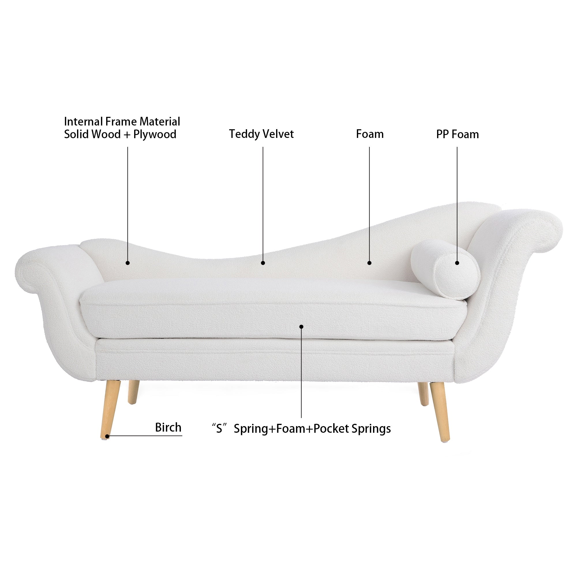 Chaise longue vintage à accoudoirs en volutes de Christopher Knight Home