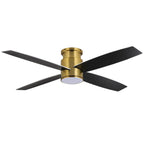 Ventilateur de plafond encastré WINGBO 44/52 pouces à courant continu avec éclairage et télécommande, 4 pales réversibles