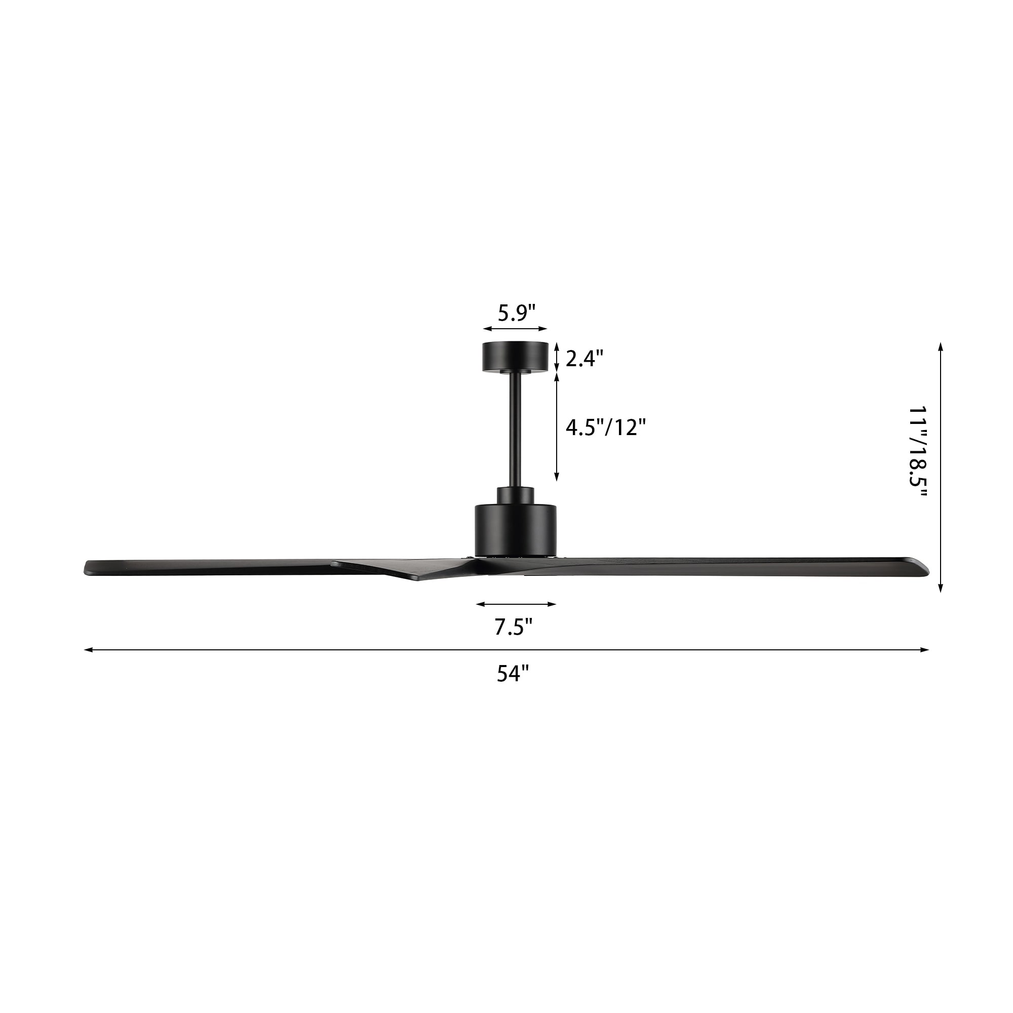 Ventilateur de plafond intérieur WINGBO 54 pouces à moteur CC sans éclairage - Non disponible