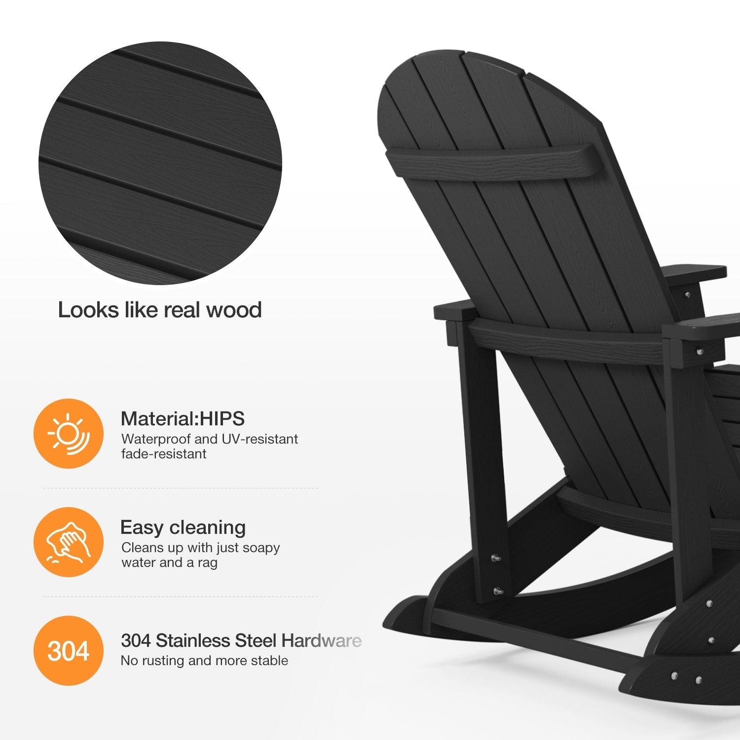 Fauteuil à bascule d'extérieur WINSOON tout temps, lot de 2