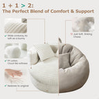 Fauteuil de jardin rond WOWMAX 47, canapé-lit surdimensionné en velours côtelé avec 2 coussins décoratifs