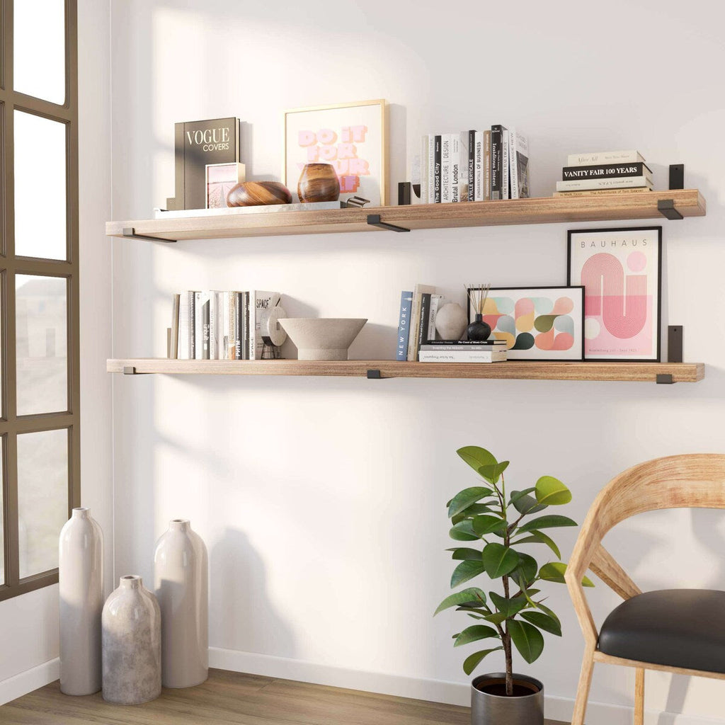 Étagères flottantes Wallniture Forte 72 po, lot de 2, bois brûlé