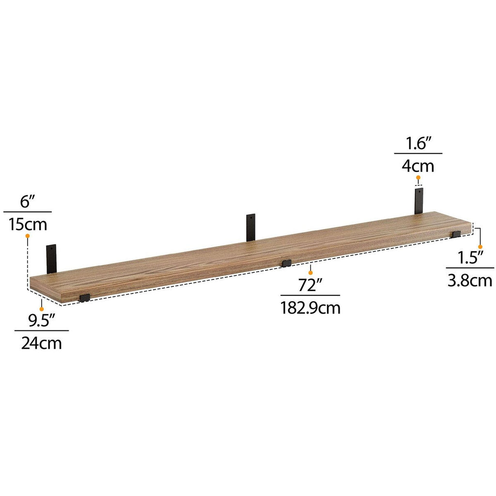 Étagères flottantes Wallniture Forte 72 po, lot de 2, bois brûlé