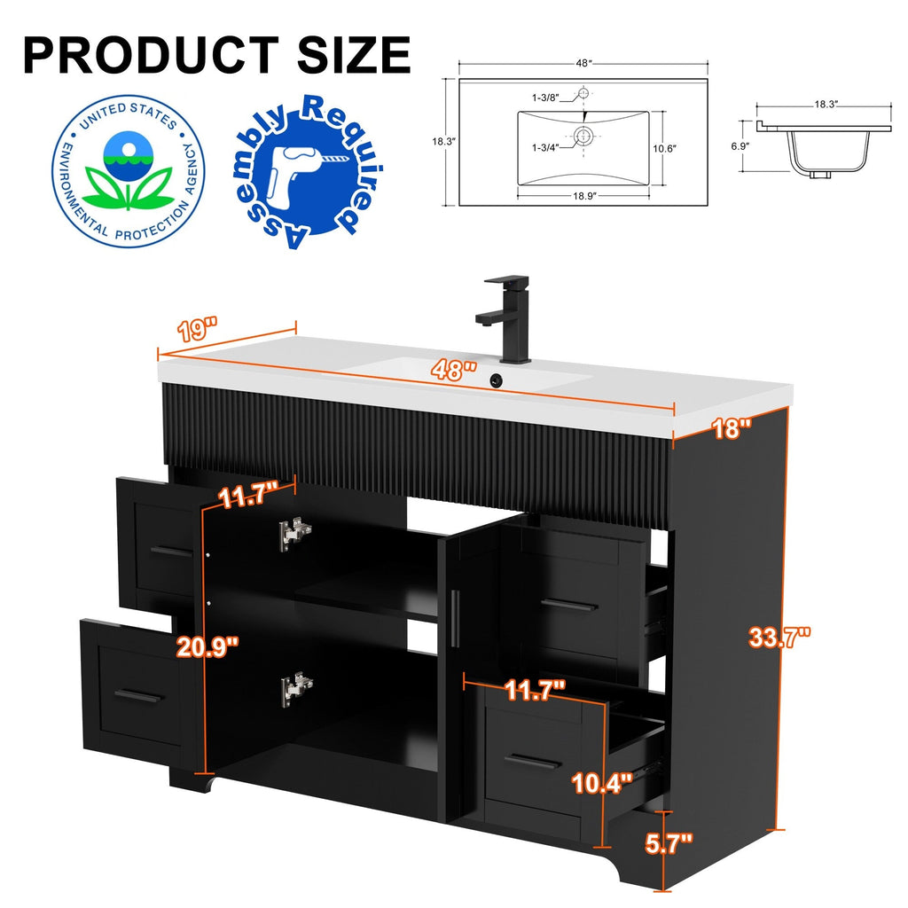 Ensemble meuble-lavabo Wavy Line 30/36/48 avec lavabo et robinet