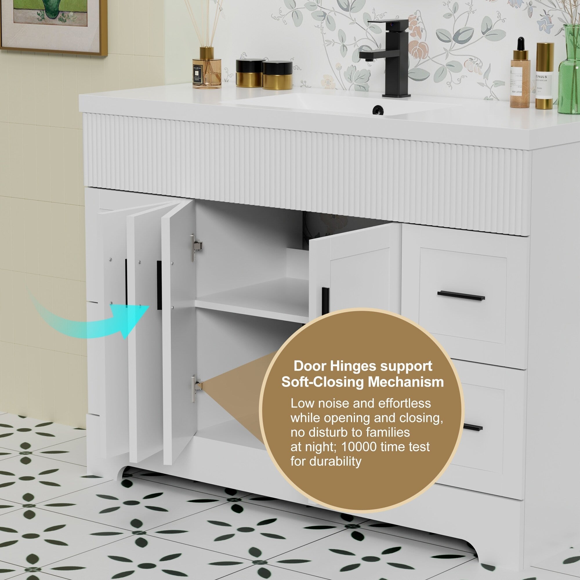 Ensemble meuble-lavabo Wavy Line 30/36/48 avec lavabo et robinet