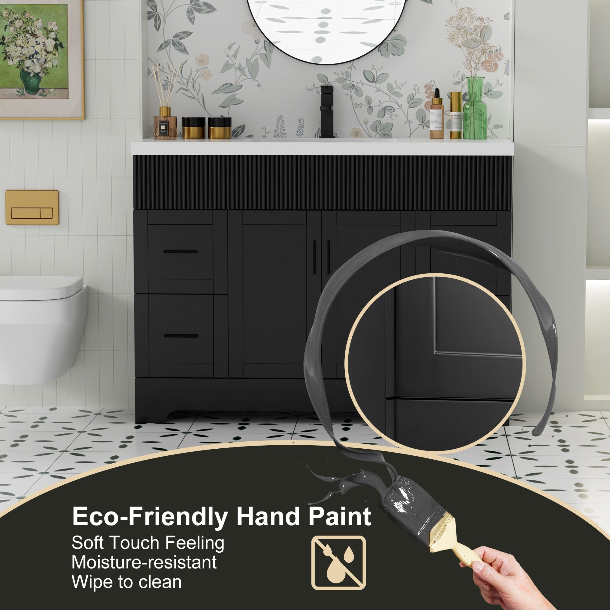 Ensemble meuble-lavabo Wavy Line 30/36/48 avec lavabo et robinet