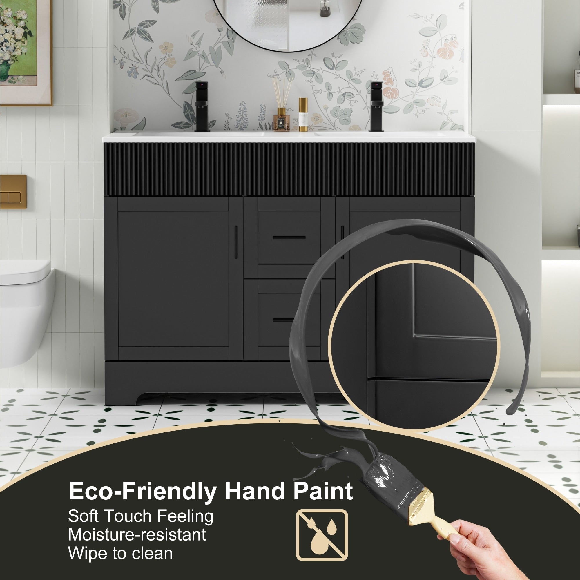 Ensemble meuble-lavabo Wavy Line 30/36/48 avec lavabo et robinet