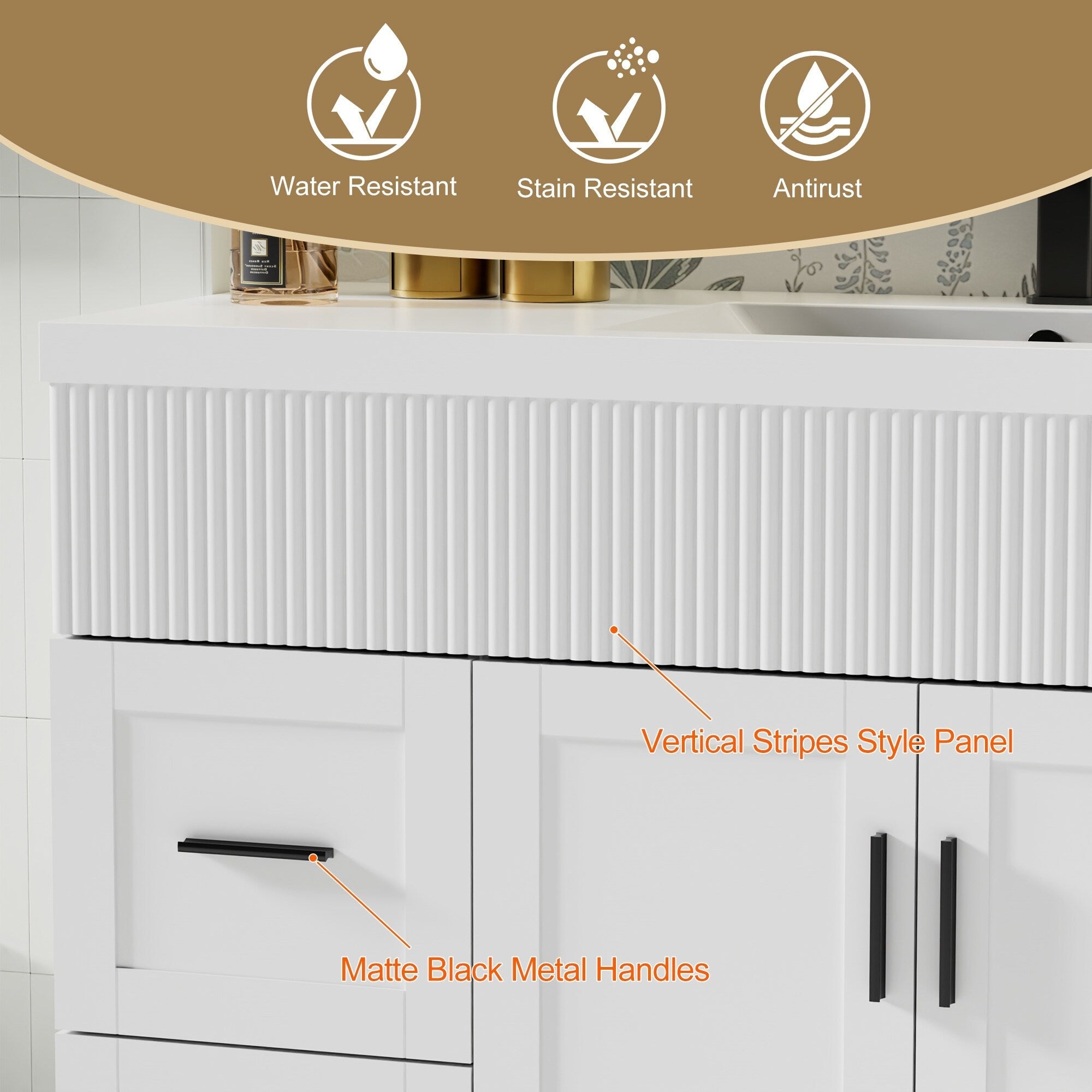 Ensemble meuble-lavabo Wavy Line 30/36/48 avec lavabo et robinet