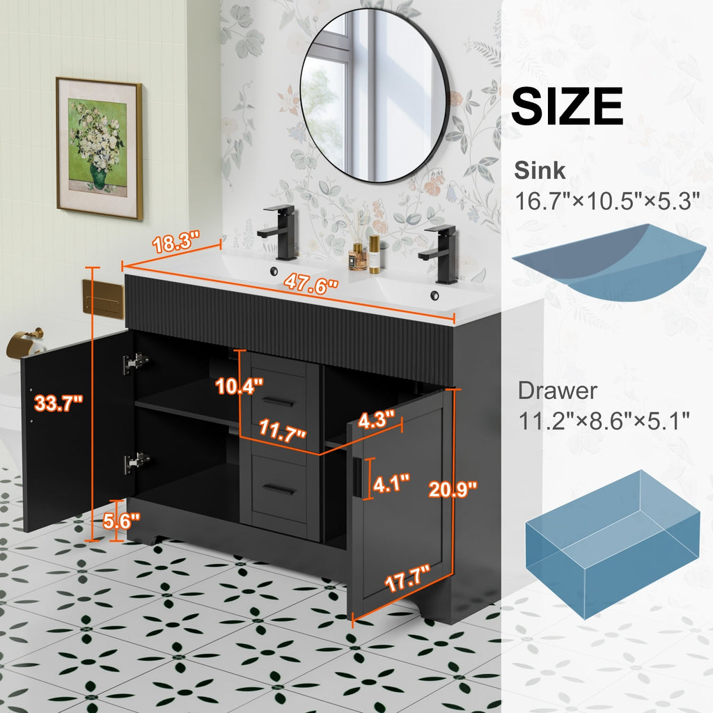 Ensemble meuble-lavabo Wavy Line 30/36/48 avec lavabo et robinet