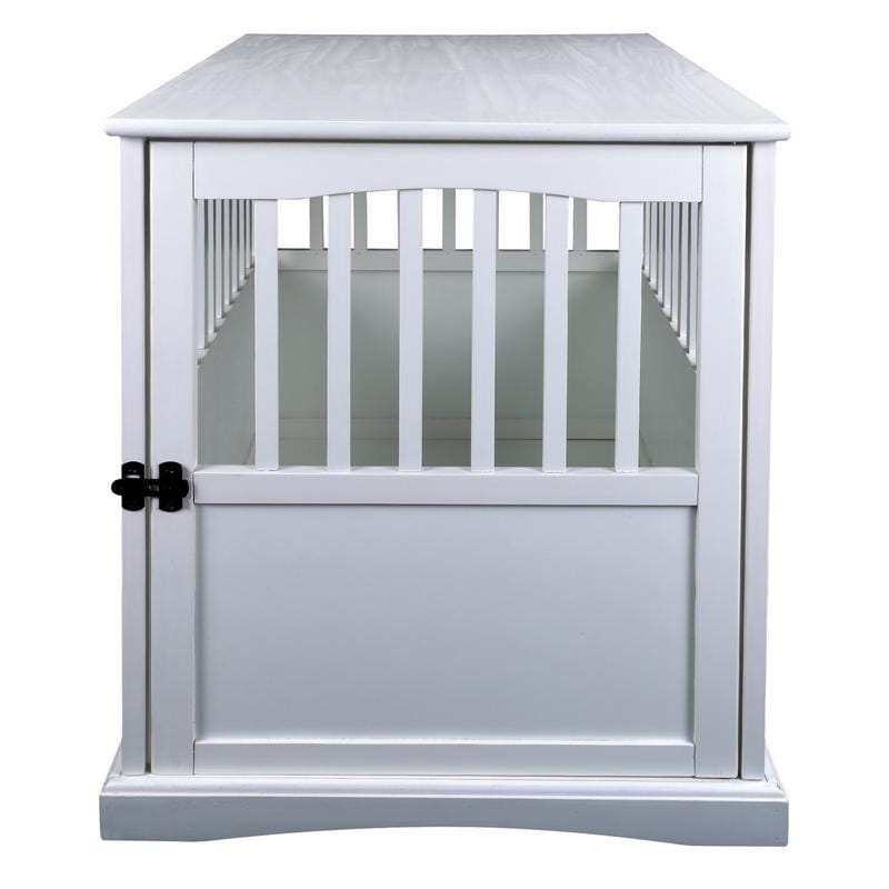 Table d'appoint en bois blanc avec cage pour animaux et porte verrouillable