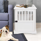 Table d'appoint en bois blanc avec cage pour animaux et porte verrouillable