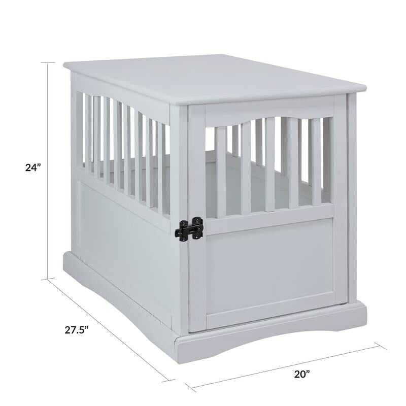 Table d'appoint en bois blanc avec cage pour animaux et porte verrouillable