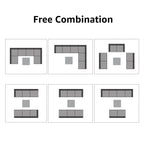 Ensemble de canapés d'angle d'extérieur 7 pièces en osier et acier avec coussins