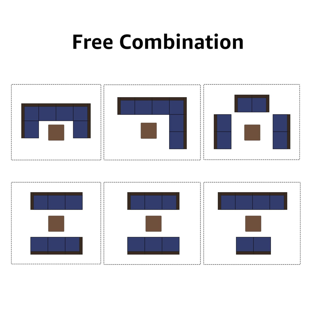 Ensemble de canapés d'angle d'extérieur 7 pièces en osier et acier avec coussins