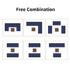 Ensemble de canapés d'angle d'extérieur 7 pièces en osier et acier avec coussins