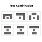 Ensemble de canapés d'angle d'extérieur 7 pièces en osier et acier avec coussins