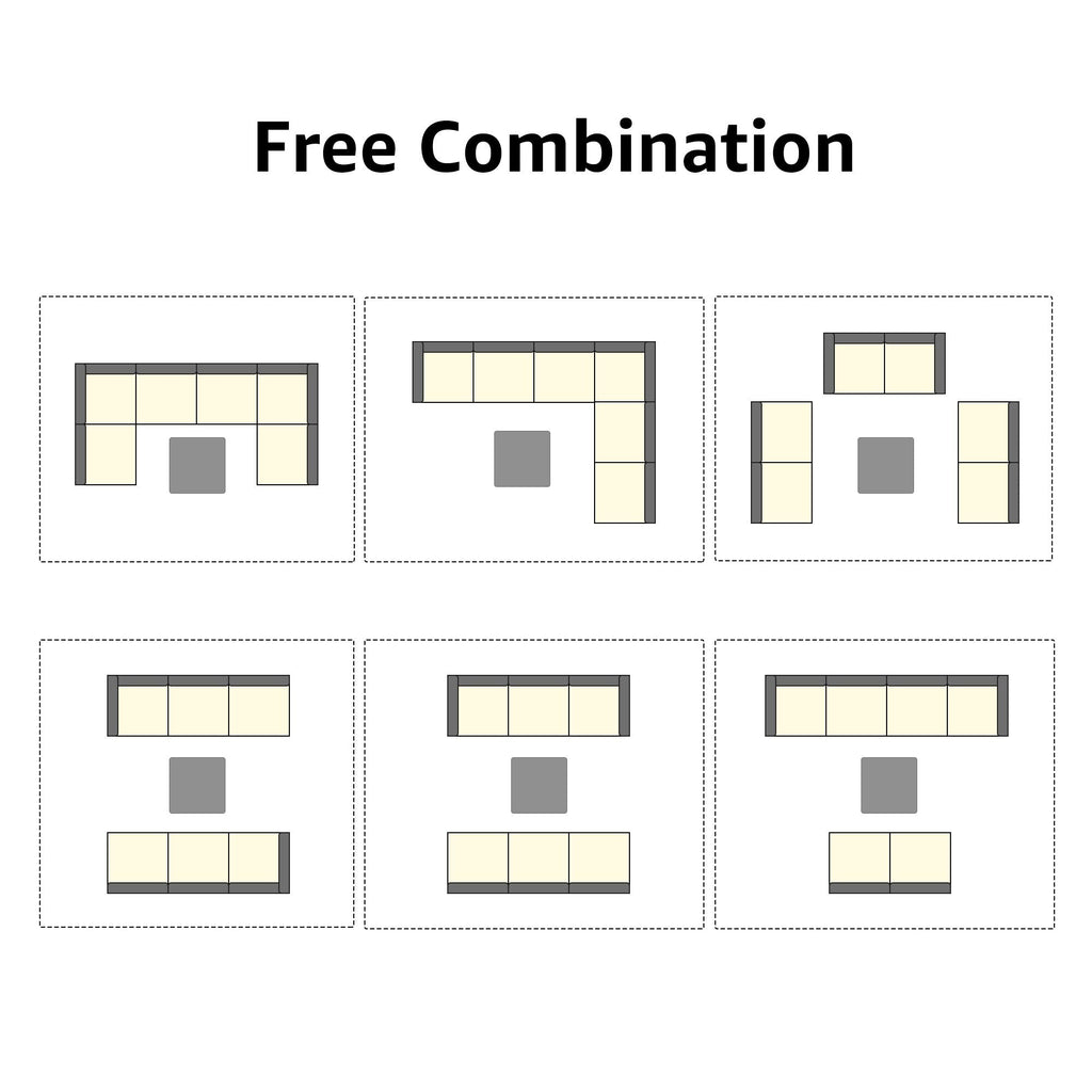 Ensemble de canapés d'angle d'extérieur 7 pièces en osier et acier avec coussins