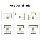 Ensemble de canapés d'angle d'extérieur 7 pièces en osier et acier avec coussins