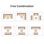 Ensemble de canapés d'angle d'extérieur 7 pièces en osier et acier avec coussins