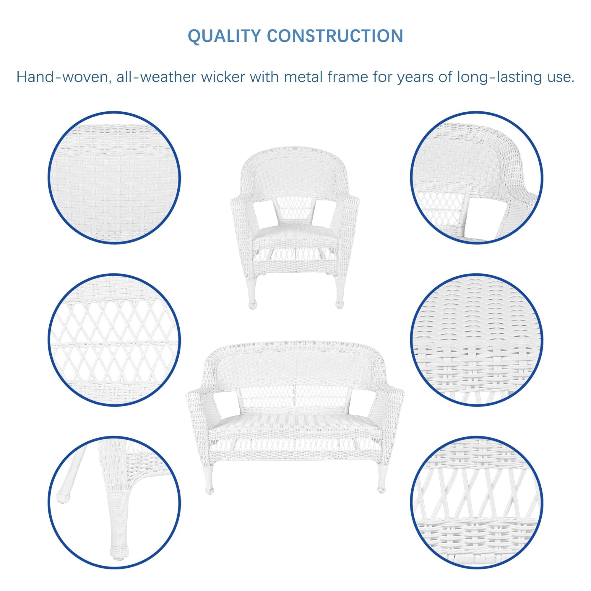 Ensemble de conversation 4 pièces en osier pour patio