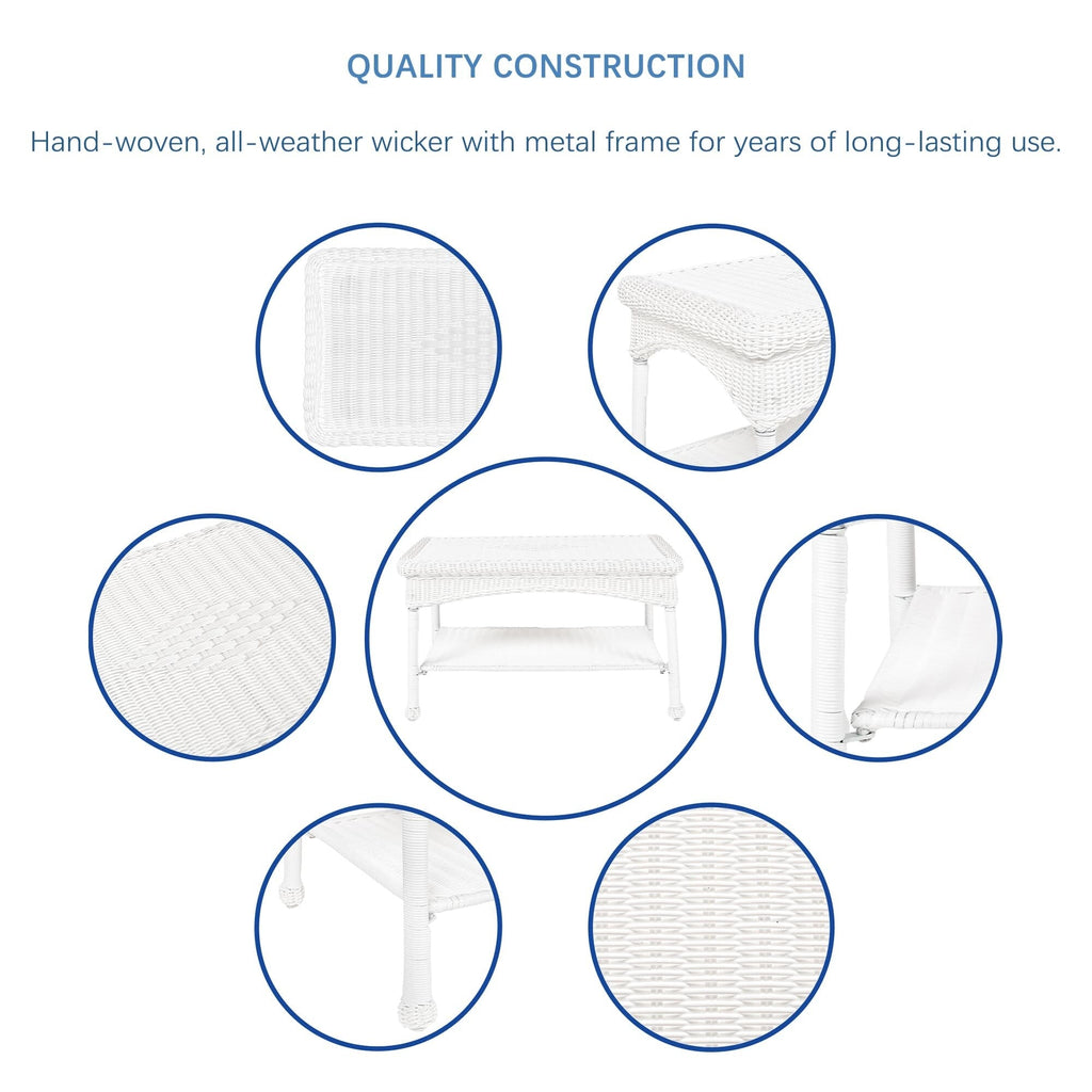 Ensemble de conversation 4 pièces en osier pour patio