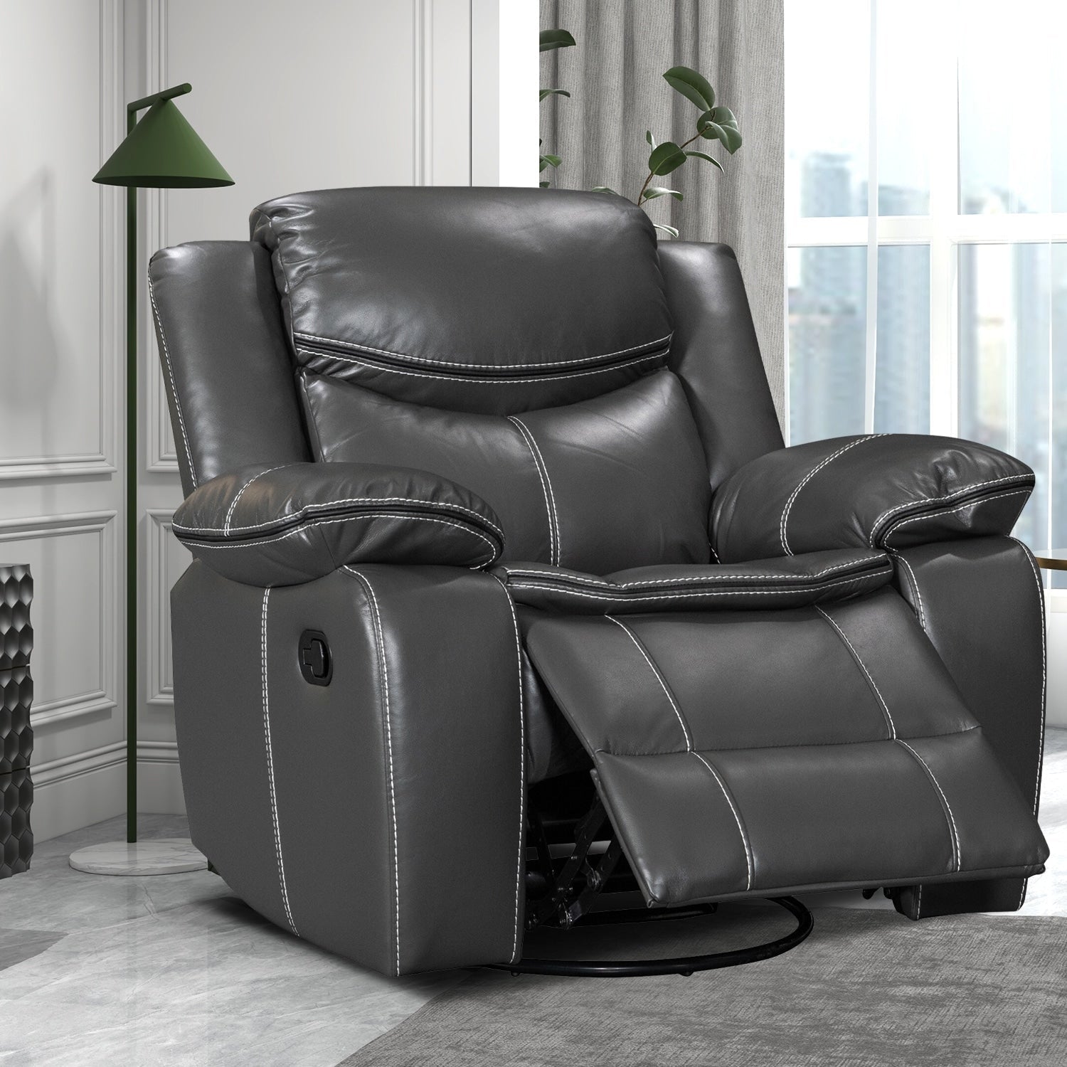 Fauteuil inclinable à large assise en cuir durable avec massage et chauffage