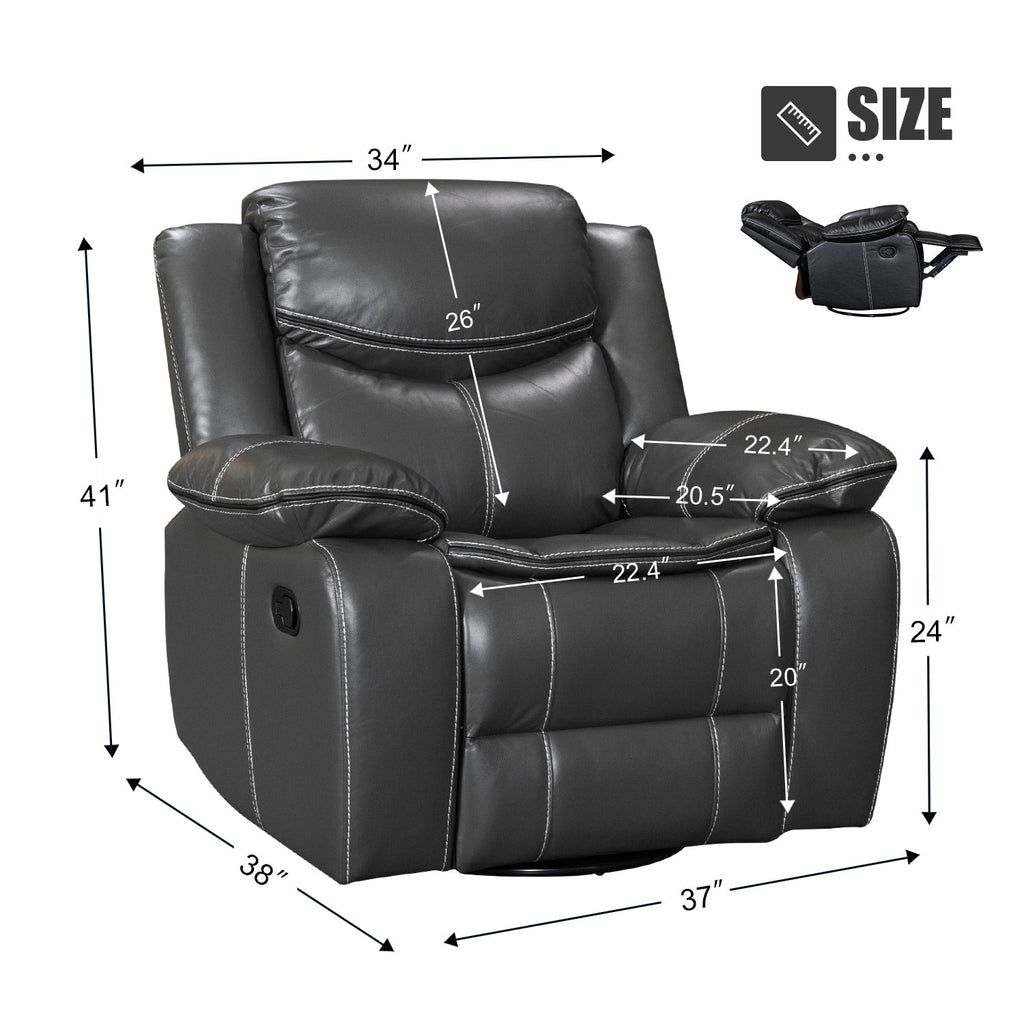 Fauteuil inclinable à large assise en cuir durable avec massage et chauffage