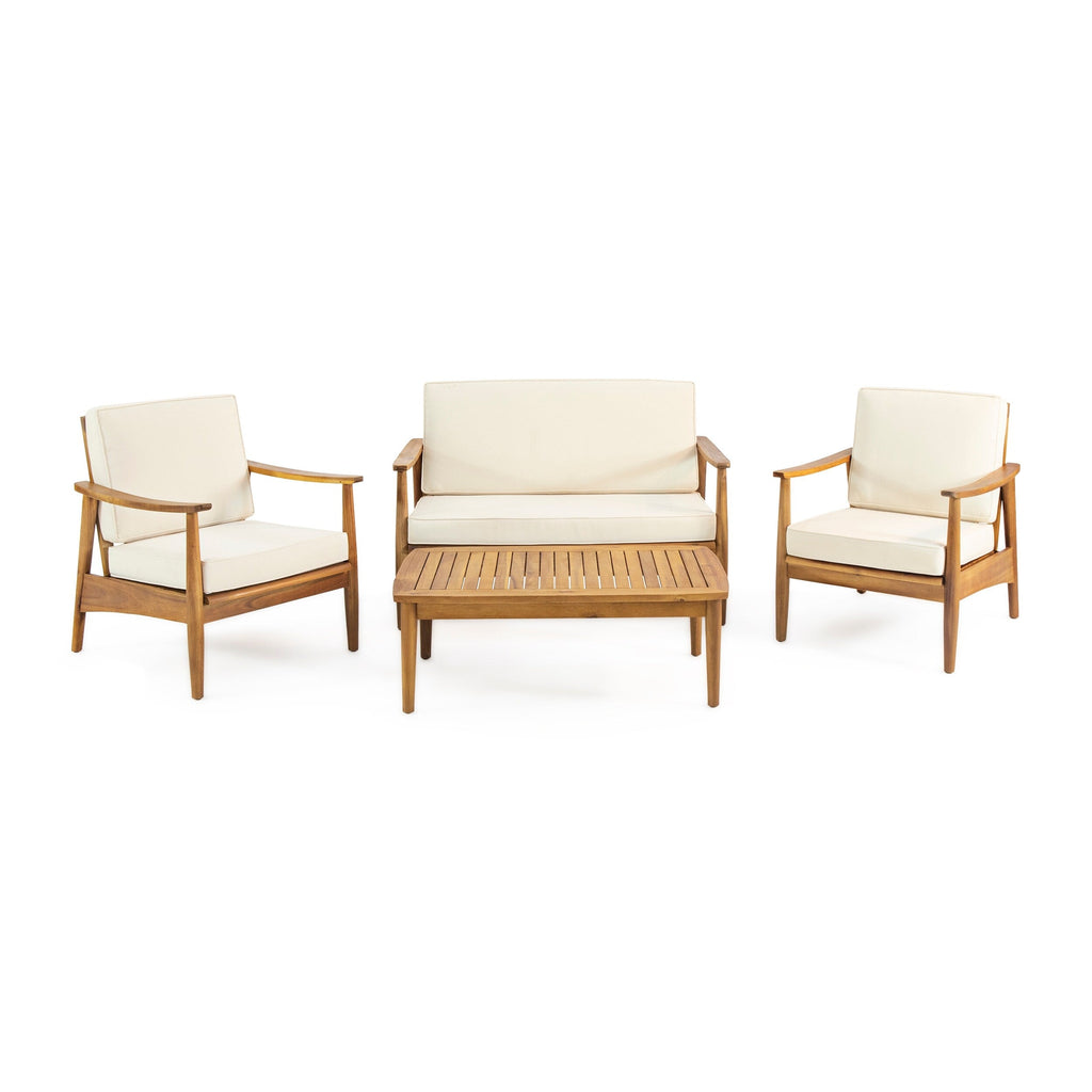 Ensemble de conversation 4 places en bois d'acacia Willowbrook Outdoor de Christopher Knight Home