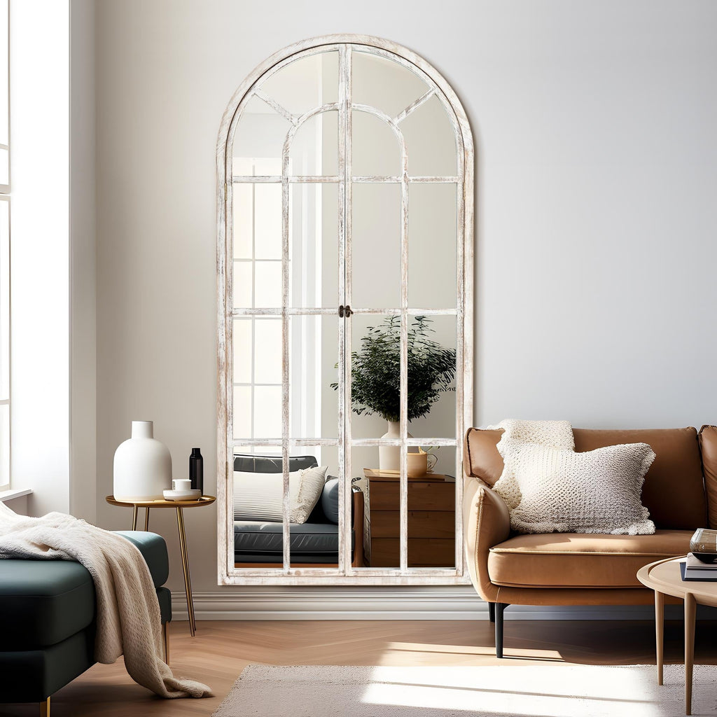 Miroir de fenêtre en bois arqué 180 cm L x 79 cm l