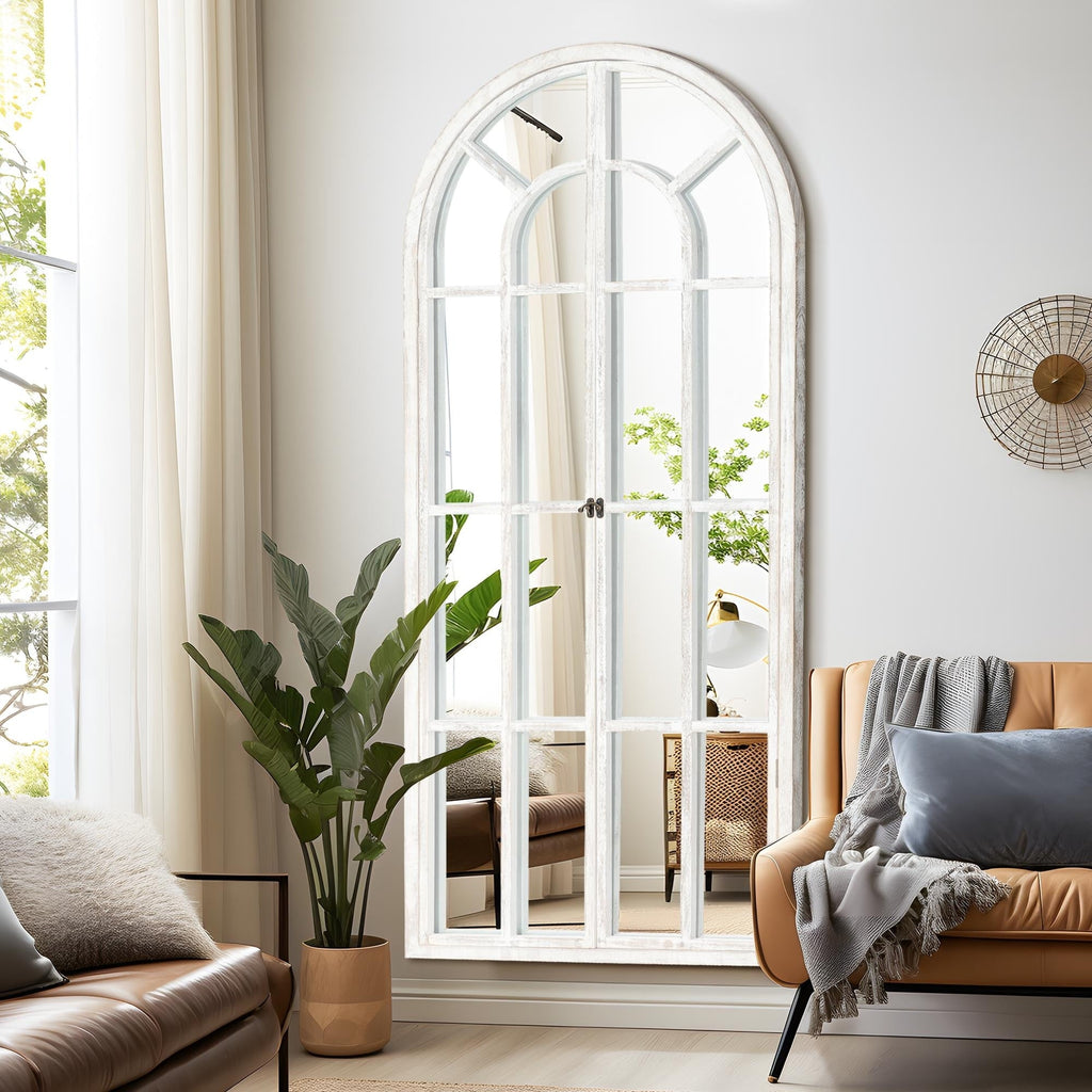 Miroir de fenêtre en bois arqué 180 cm L x 79 cm l