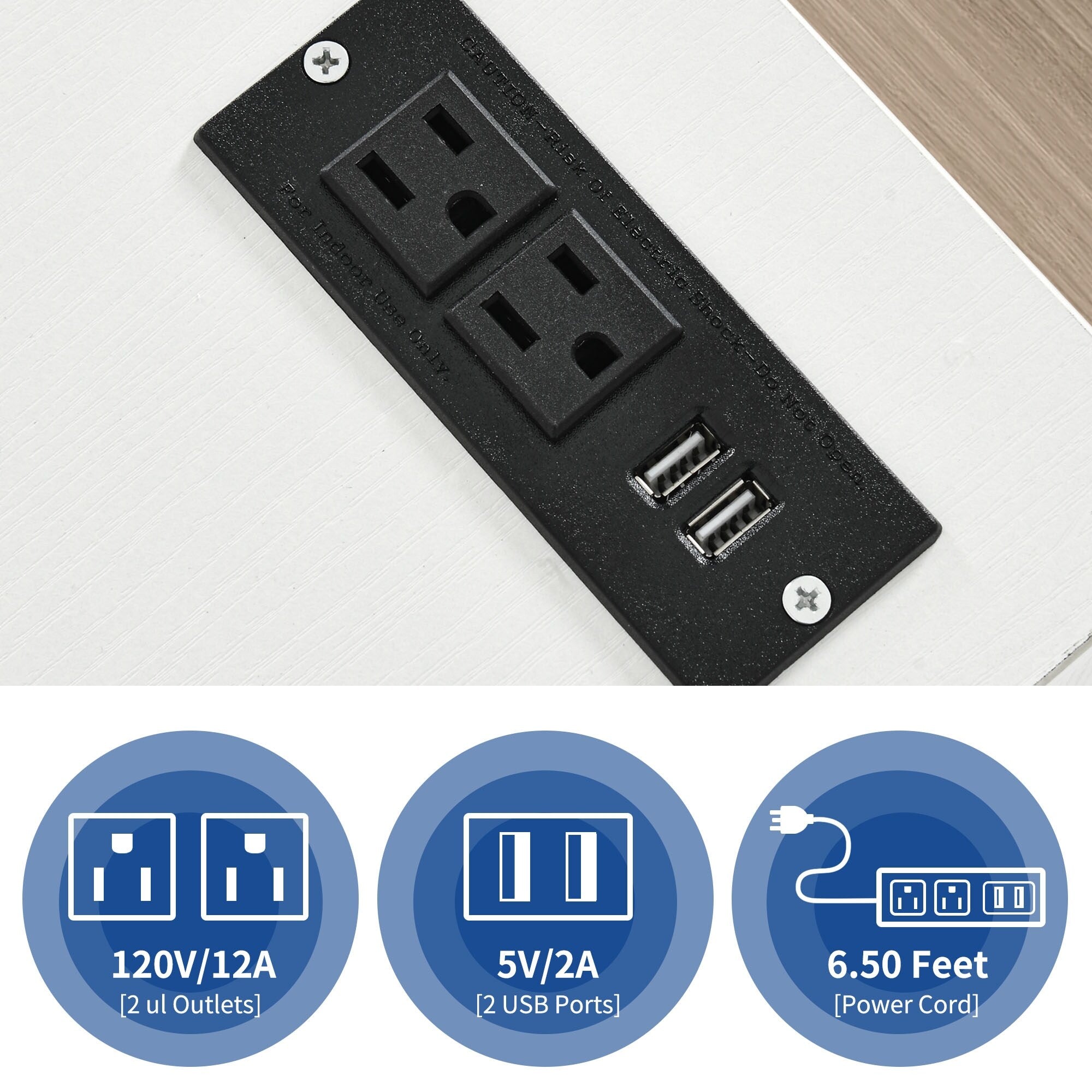 Classeur en bois avec station de recharge, classeur latéral mobile, verrouillable, compatible avec les formats A4, Lettre et Légal