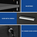 Classeur en bois avec station de recharge, classeur latéral mobile, verrouillable, compatible avec les formats A4, Lettre et Légal