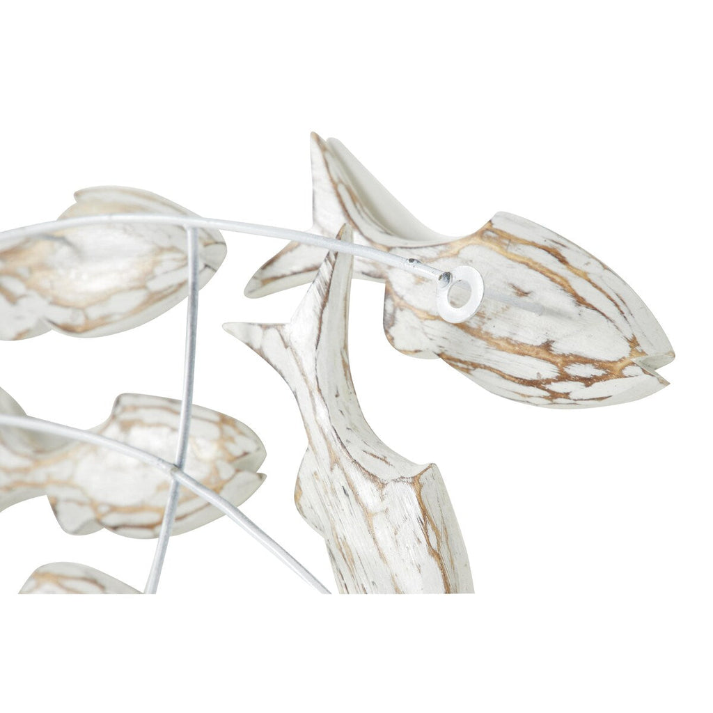 Décoration murale artisanale en bois représentant un poisson nageur, effet vieilli marron - Blanc - Roche River Decor