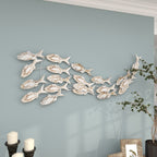 Décoration murale artisanale en bois représentant un poisson nageur, effet vieilli marron - Blanc - Roche River Decor