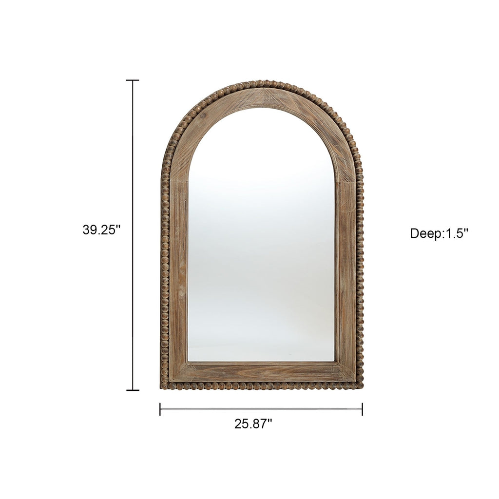 Miroir mural encadré en bois avec fenêtre cintrée, miroir de salle de bain - 39,25 po H x 25,87 po L x 1,5 po P