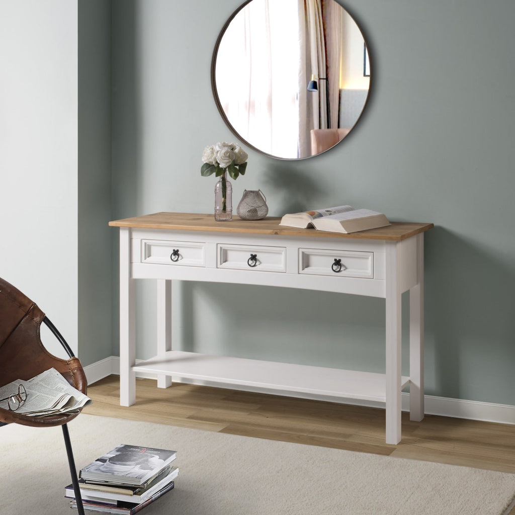 Console d'entrée en bois à 3 tiroirs Corona | Furniture Dash - Non disponible