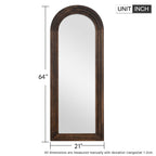 Miroir mural style échelle avec cadre en bois - 64 x 21
