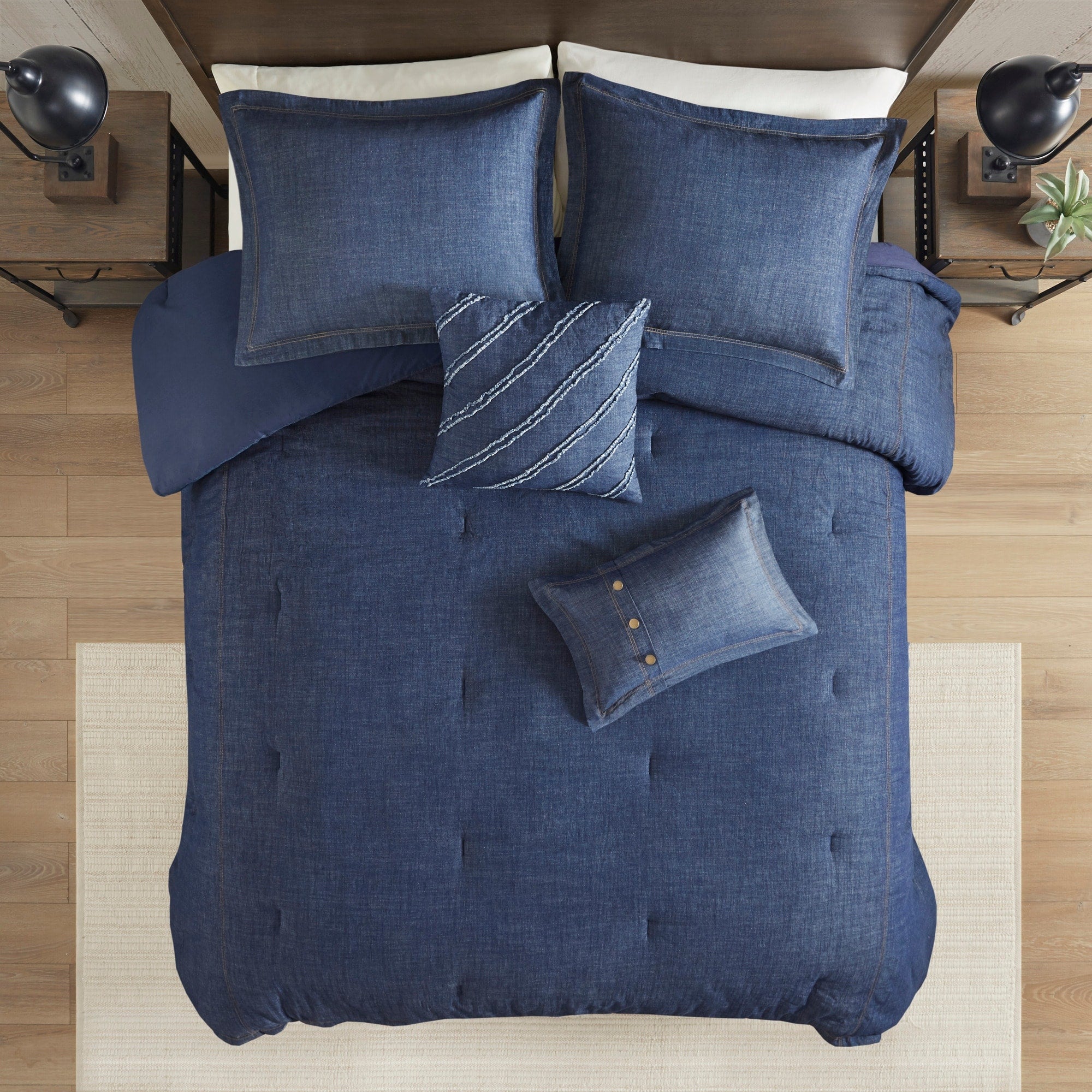 Ensemble de couette en denim surdimensionné et surrembourré Woolrich Perry Blue