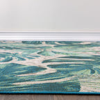 Tapis d'intérieur/extérieur contemporain à motif floral tropical de World Rug Gallery