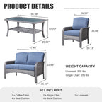 Ensemble de conversation de patio extérieur XIZZI 4 pièces avec table