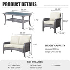 Ensemble de conversation de patio extérieur XIZZI 4 pièces avec table