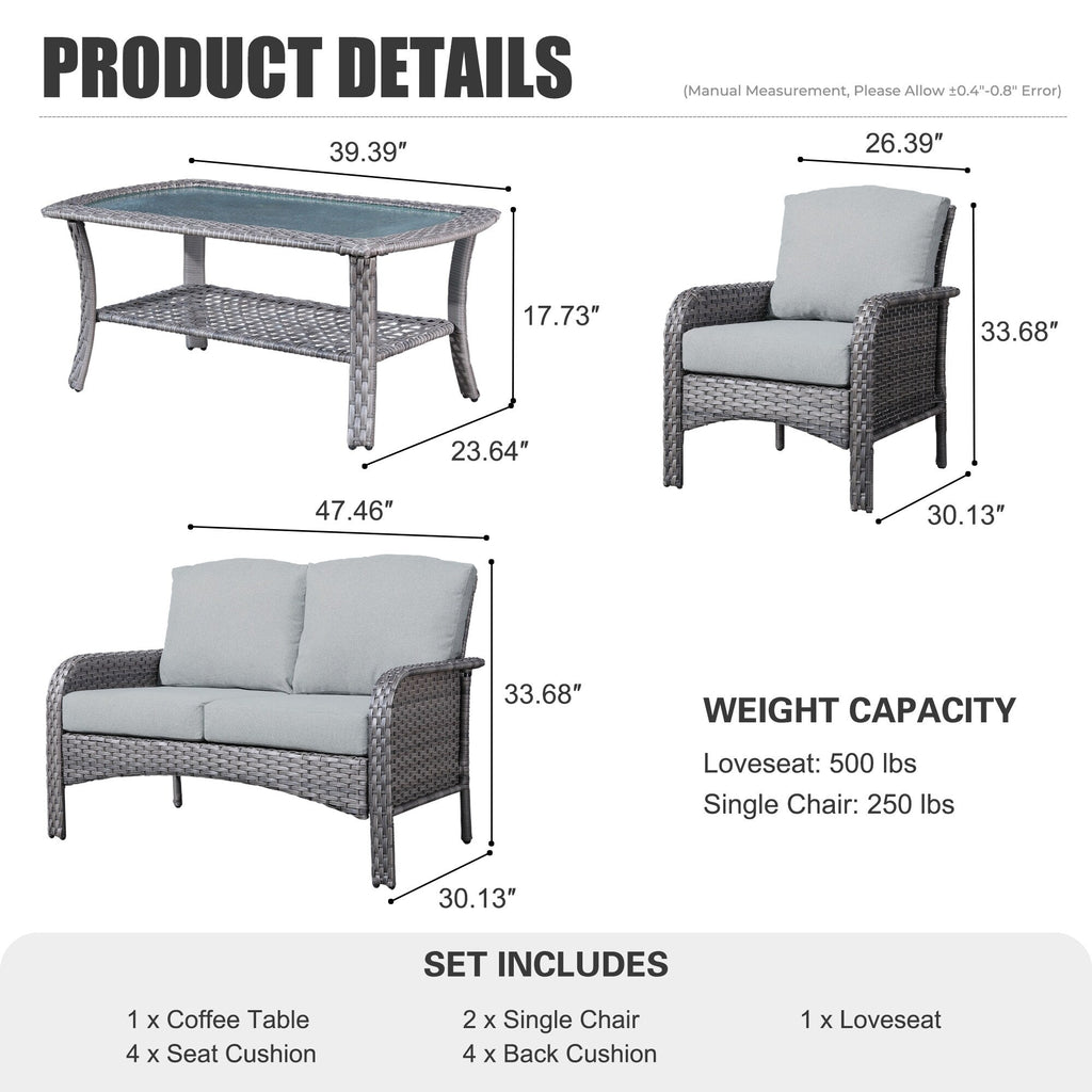 Ensemble de conversation de patio extérieur XIZZI 4 pièces avec table