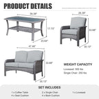 Ensemble de conversation de patio extérieur XIZZI 4 pièces avec table