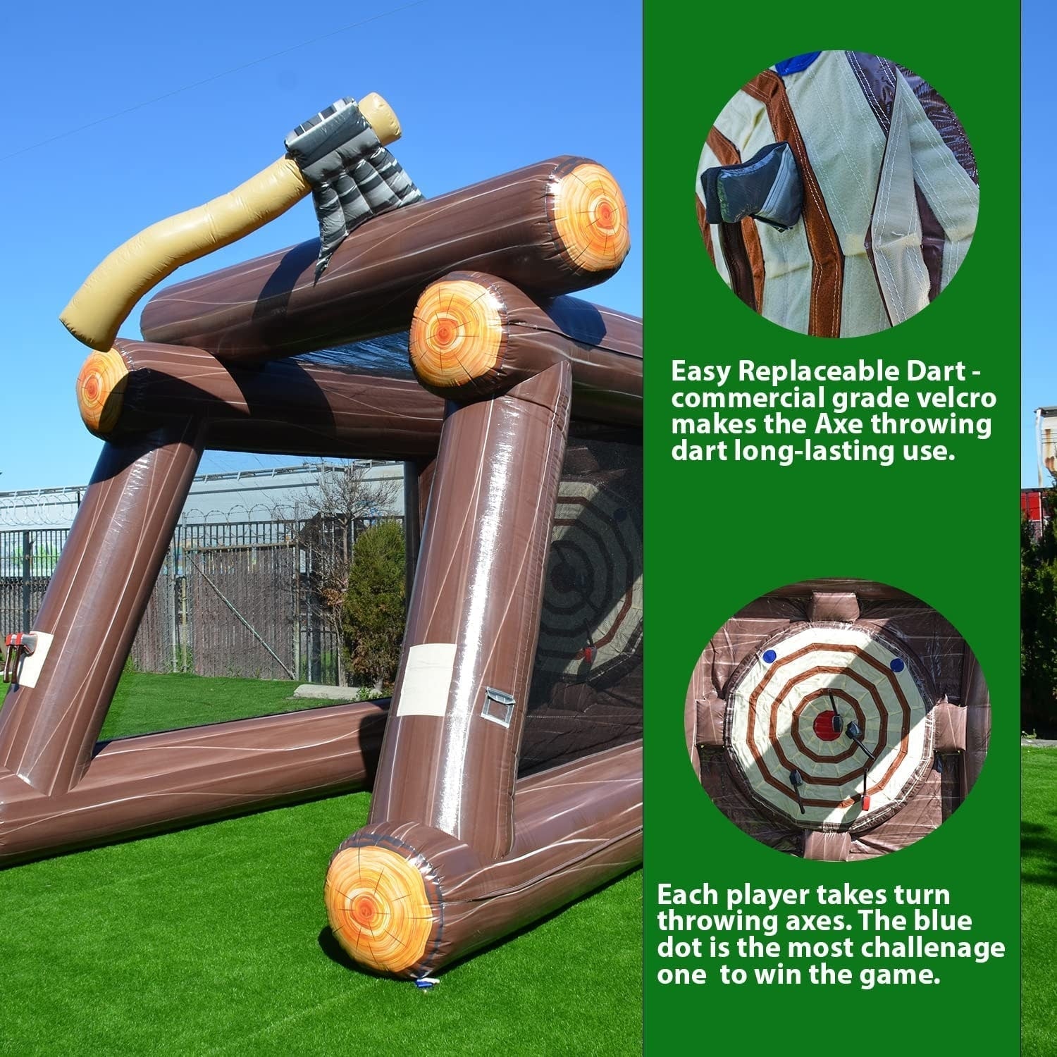 Jeu de lancer de haches gonflable XJUMP avec souffleur d'air et haches en mousse, location de qualité professionnelle, léger, jeu d'extérieur