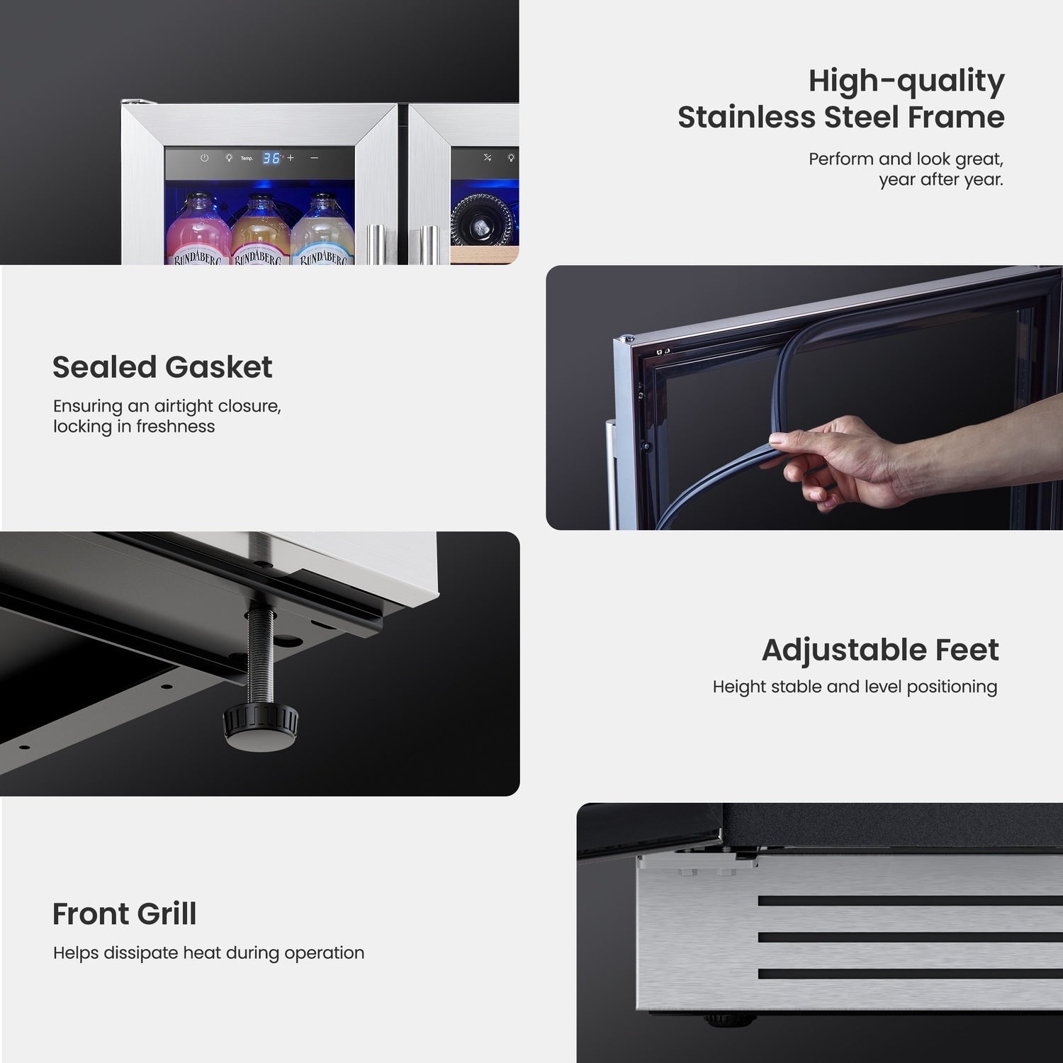 Réfrigérateur à vin/boissons 24 pouces, double zone de 20 bouteilles/60 canettes - 24 pouces