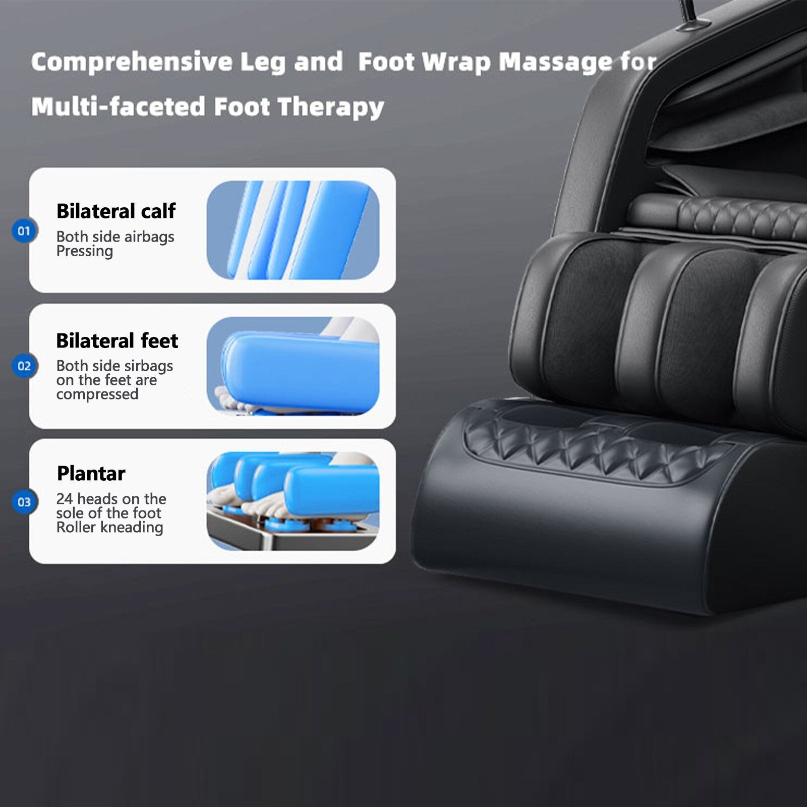 Fauteuil inclinable massant zéro gravité avec massage complet du corps, chauffage et audio Bluetooth intégré